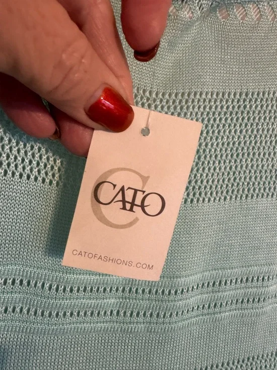 NWT GORGEOUS Seafoam Green Open-Knit Drop-Shoulder Top PLUS: 26/28 #C - Picture 9 of 9